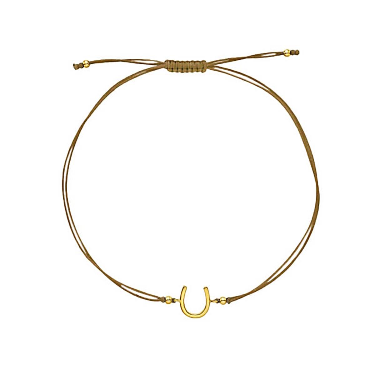 Karina Brez Lucky Horseshoe 14k Yellow Gold Horseshoe String Bracelet