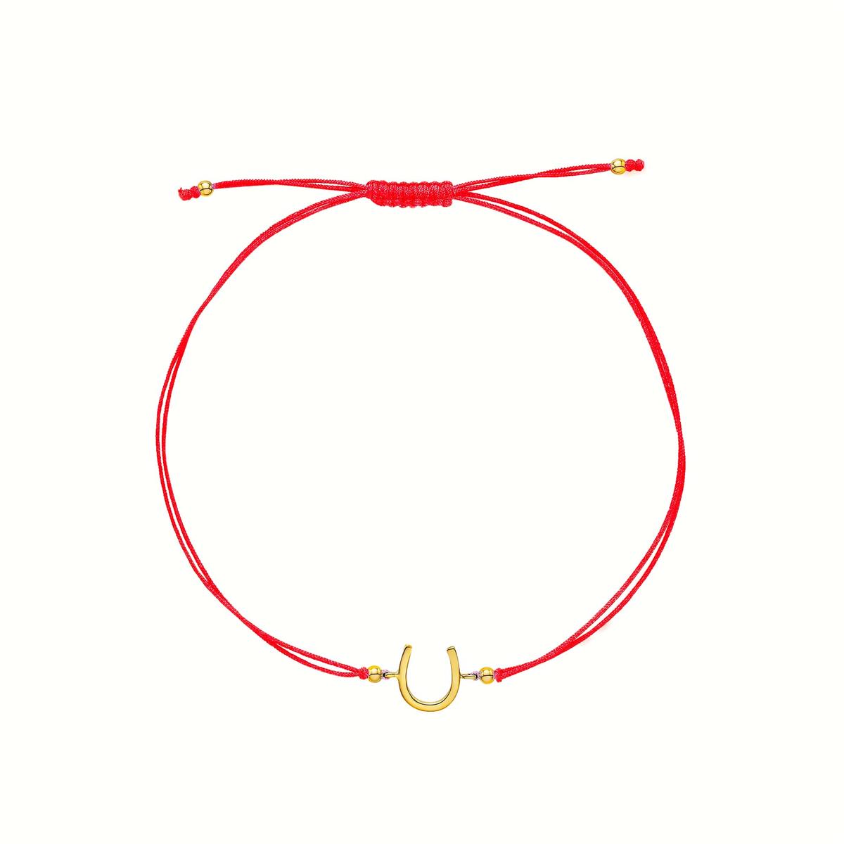 Karina Brez Lucky Horseshoe 14k Yellow Gold Horseshoe String Bracelet