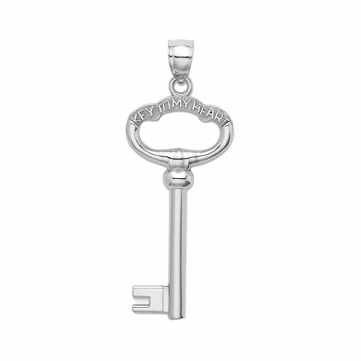London Collection 14k White Gold "Key To My Heart" Key Pendant