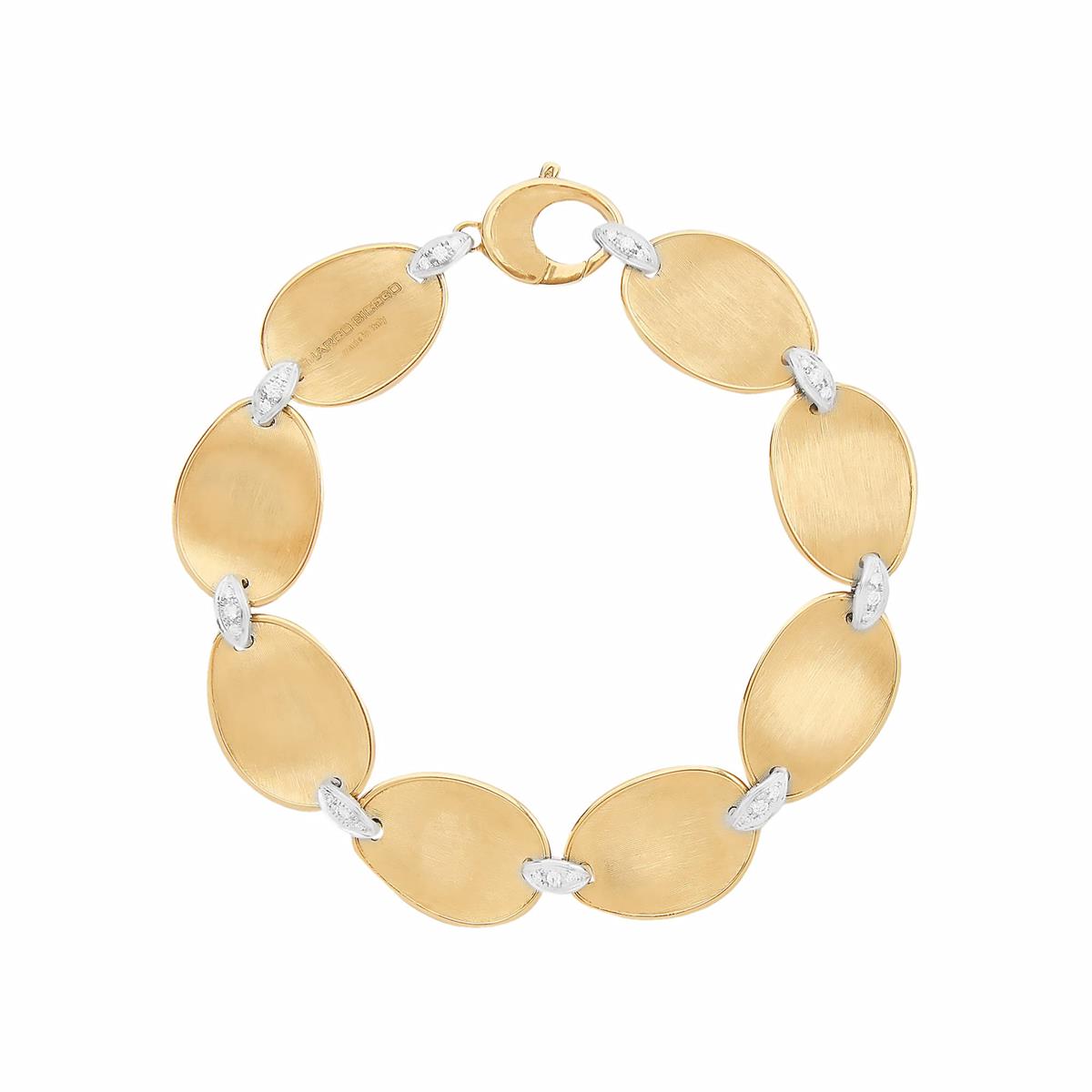 Marco Bicego Lunaria 18k Yellow Gold Diamond Leaf Link Bracelet 