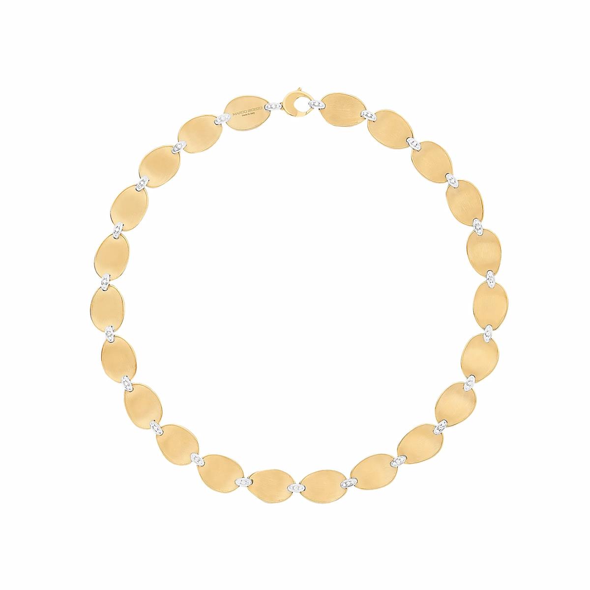 Marco Bicego Lunaria 18k Yellow Gold Diamond Leaf Chain Necklace