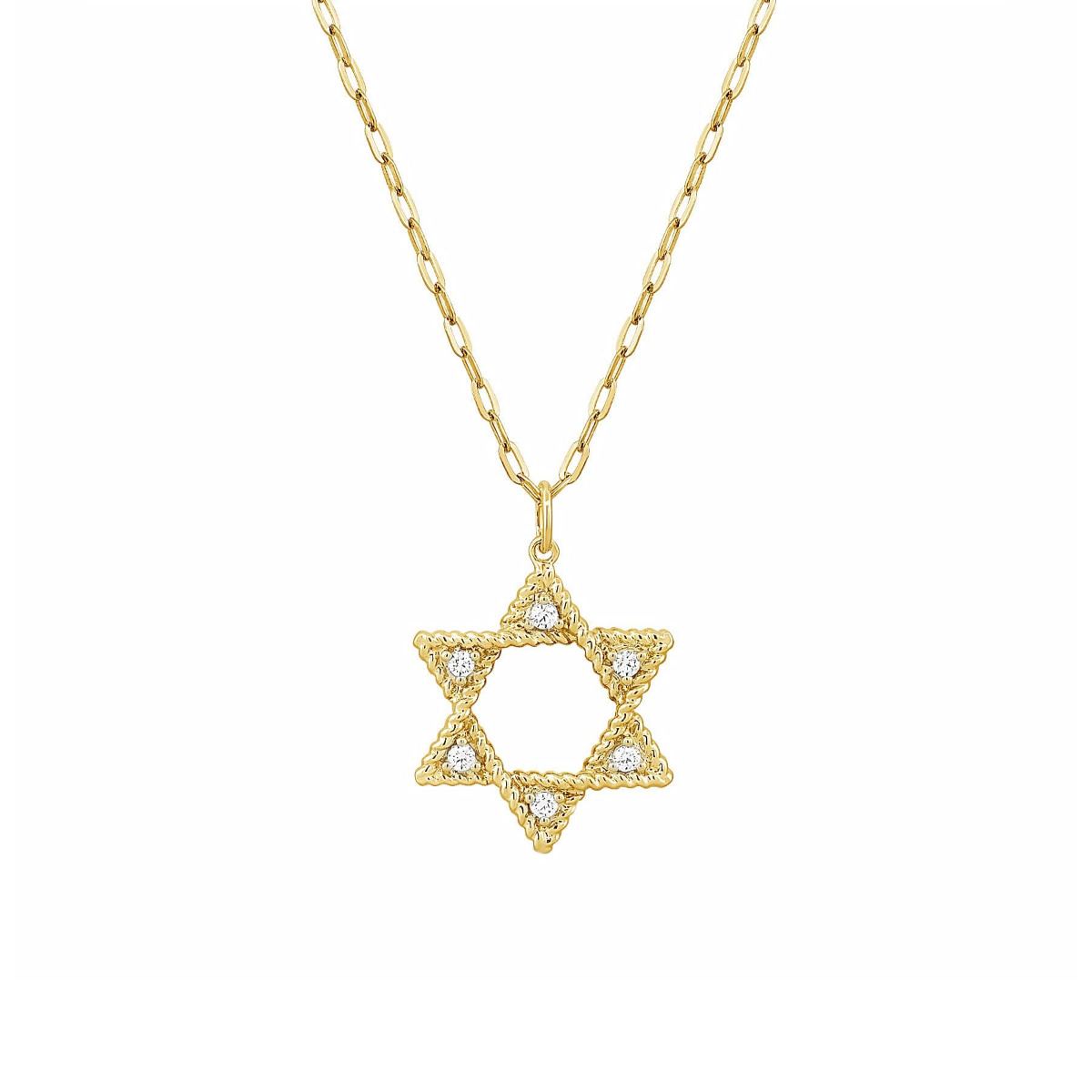 London Collection Yellow Gold Diamond Star of David Chain Necklace