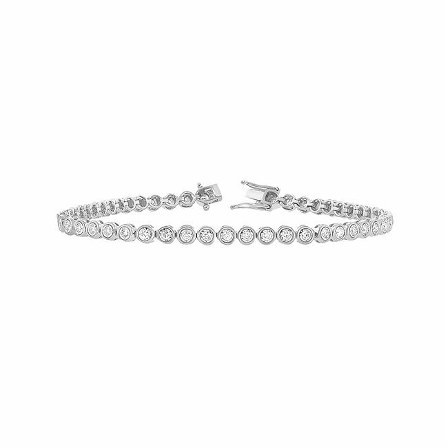 London Collection 14k White Gold Diamond Bezel Set Bracelet