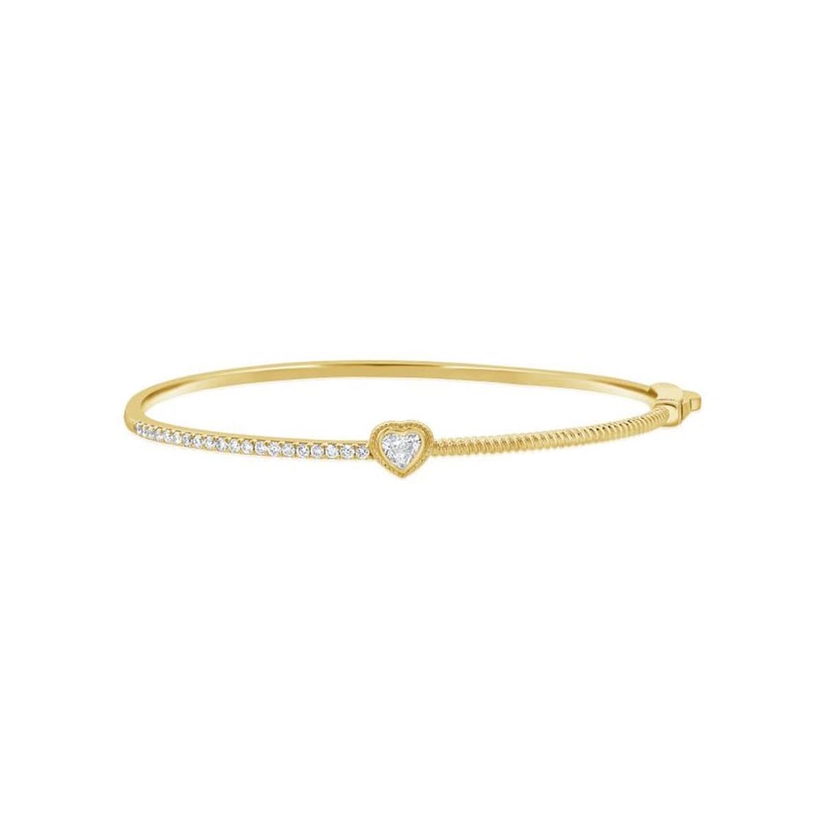 London Collection Yellow Gold Diamond Heart Bypass Bangle Bracelet