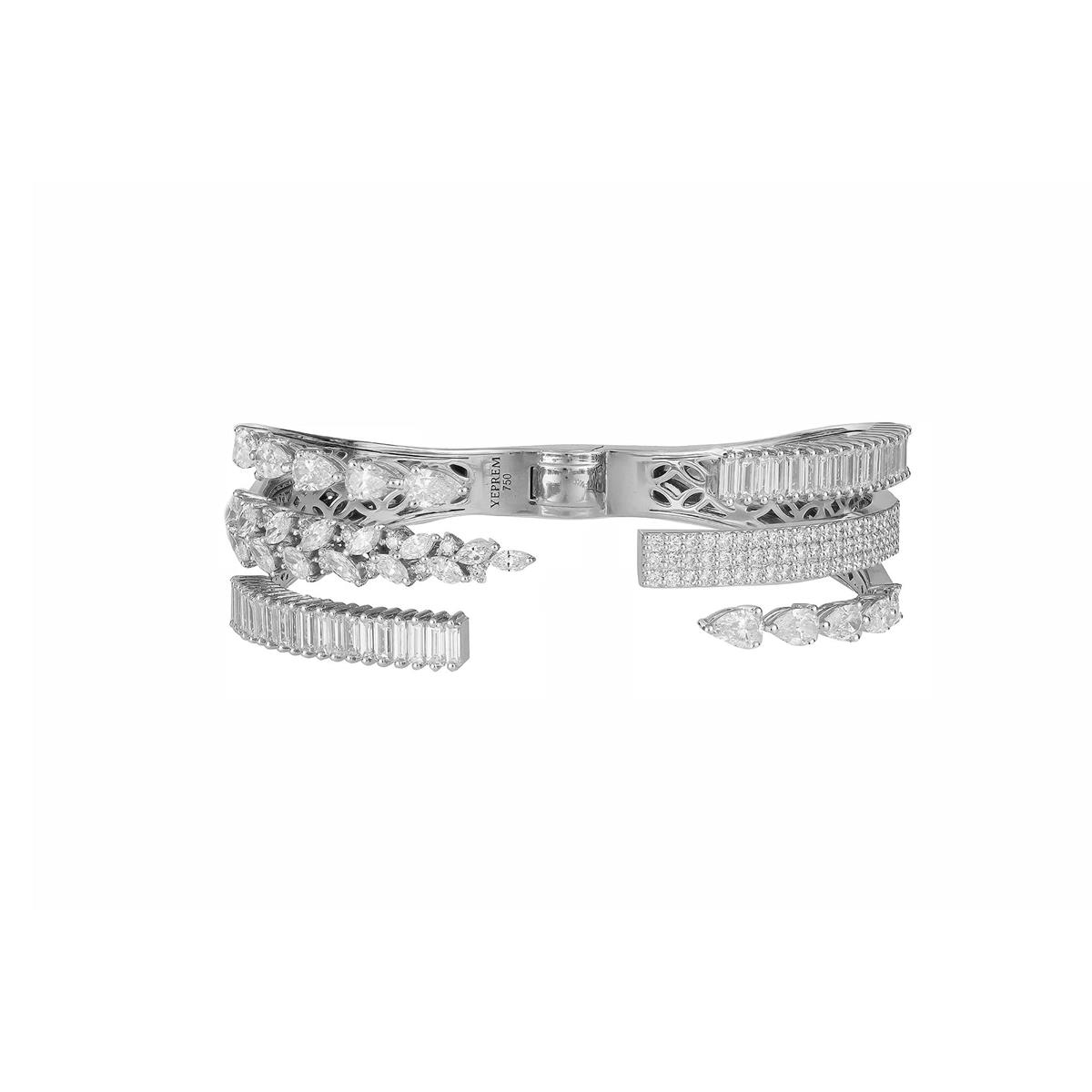 Yeprem Y-Couture 18k White Gold Diamond Cuff Bracelet