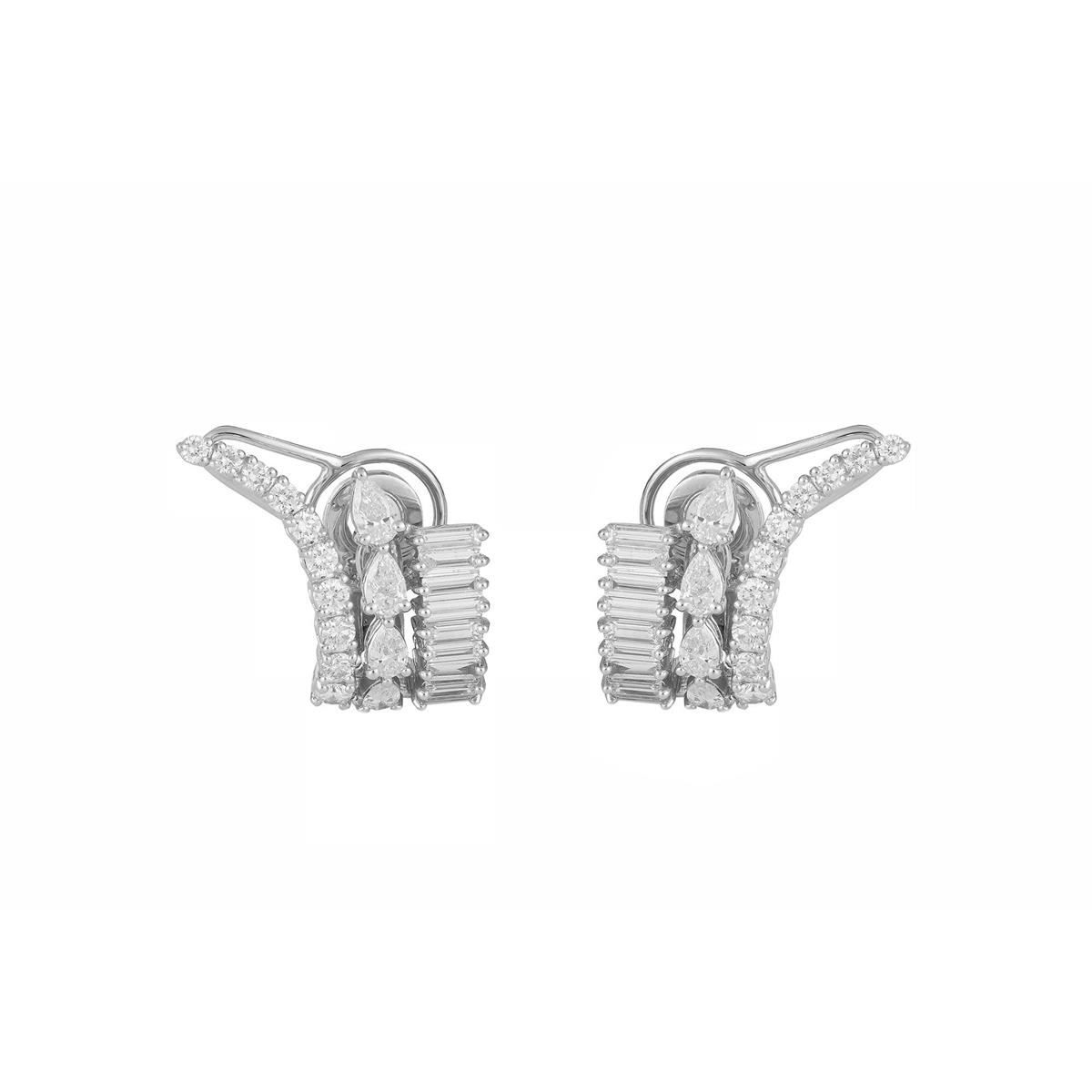 Yeprem Y-Couture 18k White Gold Diamond Clip Earrings 
