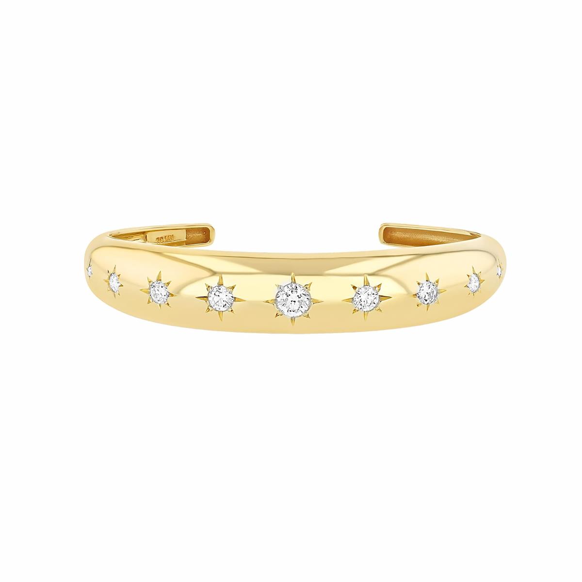 Zoe Chicco 14k Yellow Gold Diamond Star Aura Cuff Bracelet