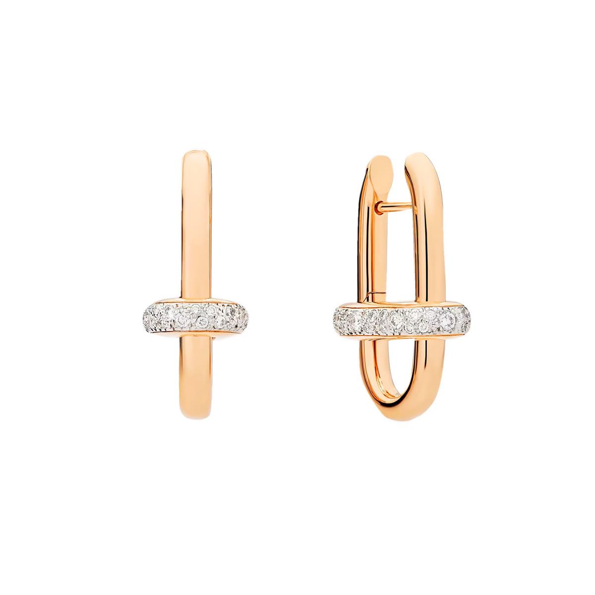Pomellato Iconica 18k Rose Gold Diamond Link Hoop Earrings