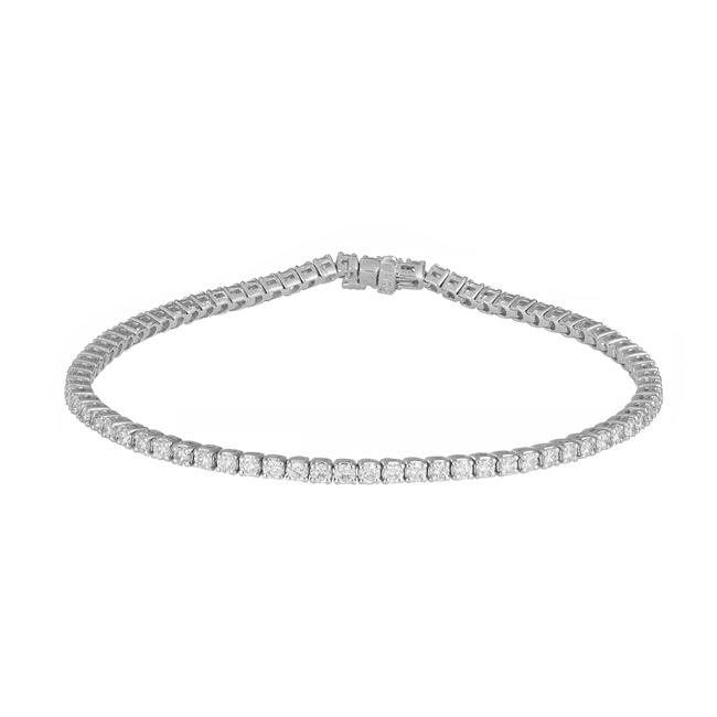London Collection 14k White Gold Diamond 4 Prong Tennis Bracelet