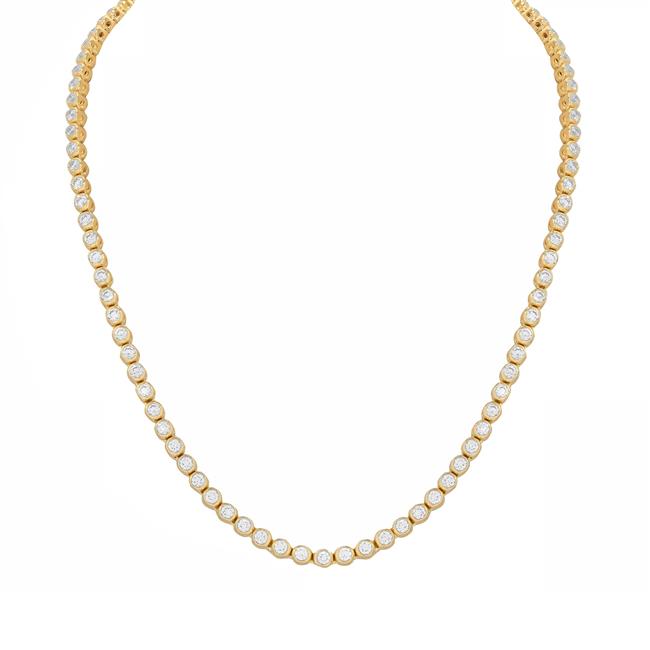 London Collection 14k Yellow Gold Diamond Bezel Tennis Necklace
