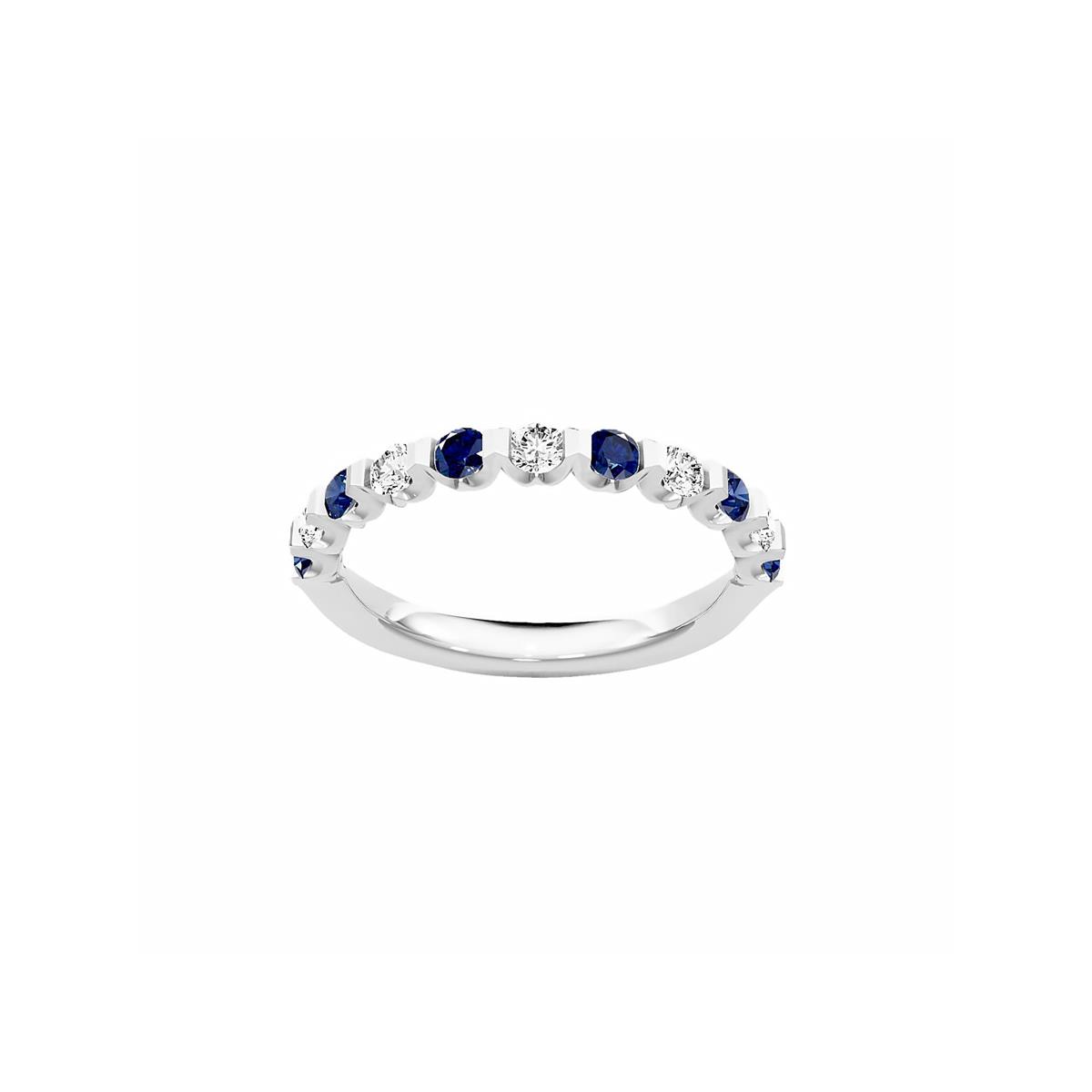 TWO by London 14k White Gold Diamond & Blue Sapphire Wedding Band
