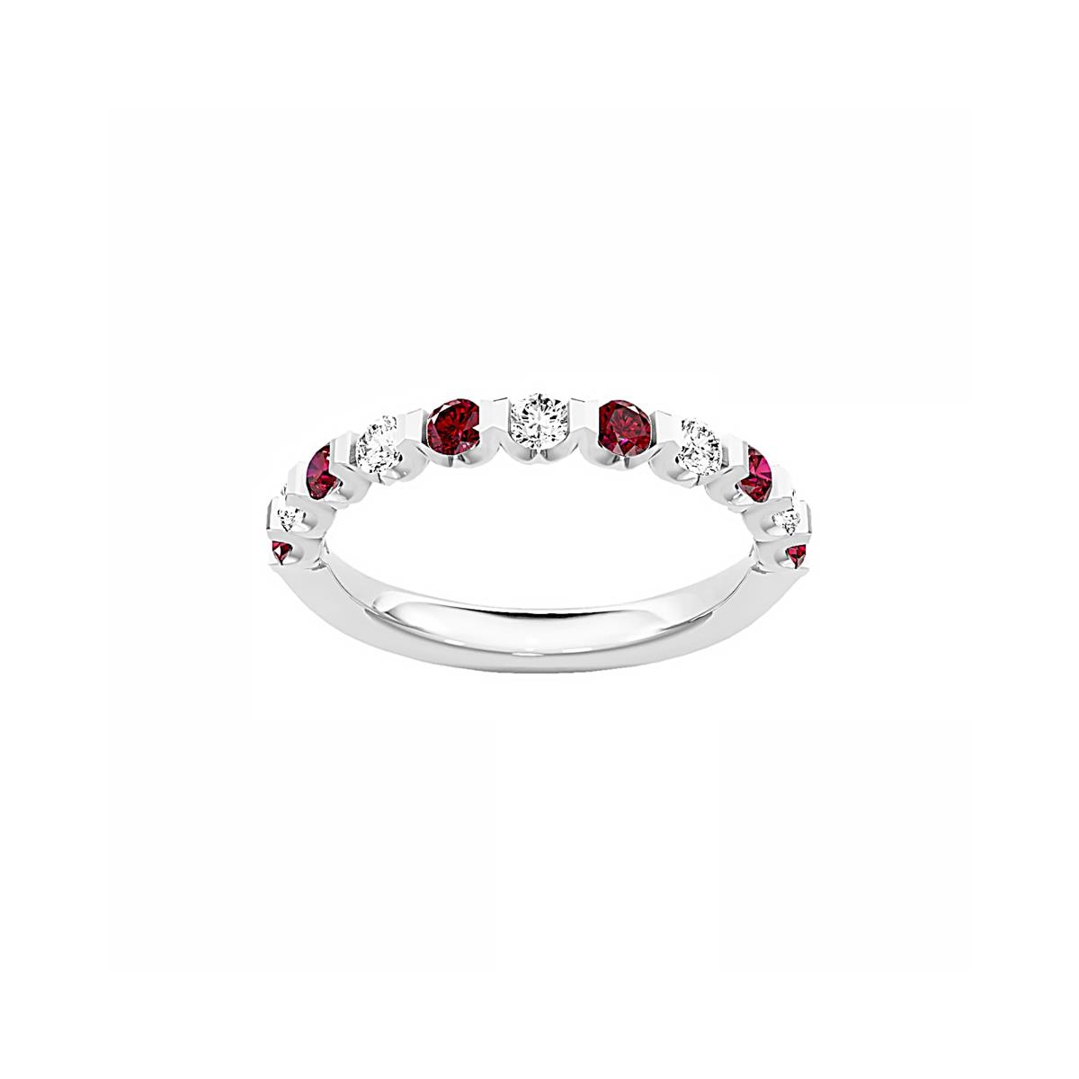 TWO by London 14k White Gold Diamond & Ruby Wedding Band