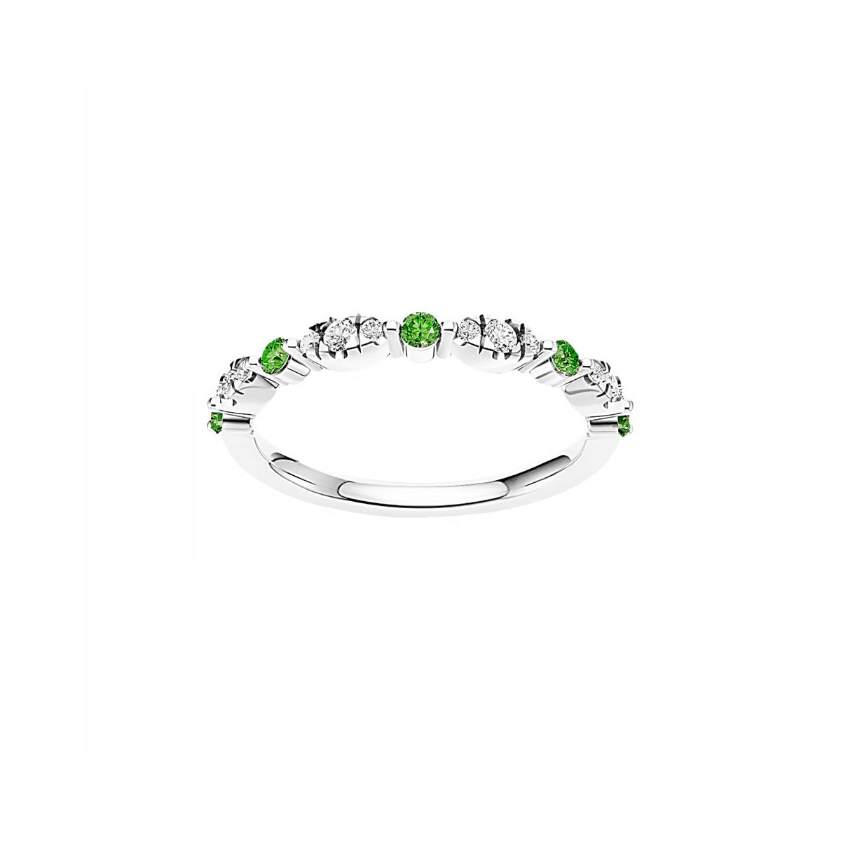 TWO by London 14k White Gold Diamond & Peridot Alternating Wedding Band