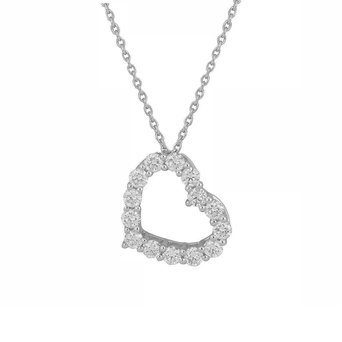London Collection 14k White Gold Diamond Heart Necklace