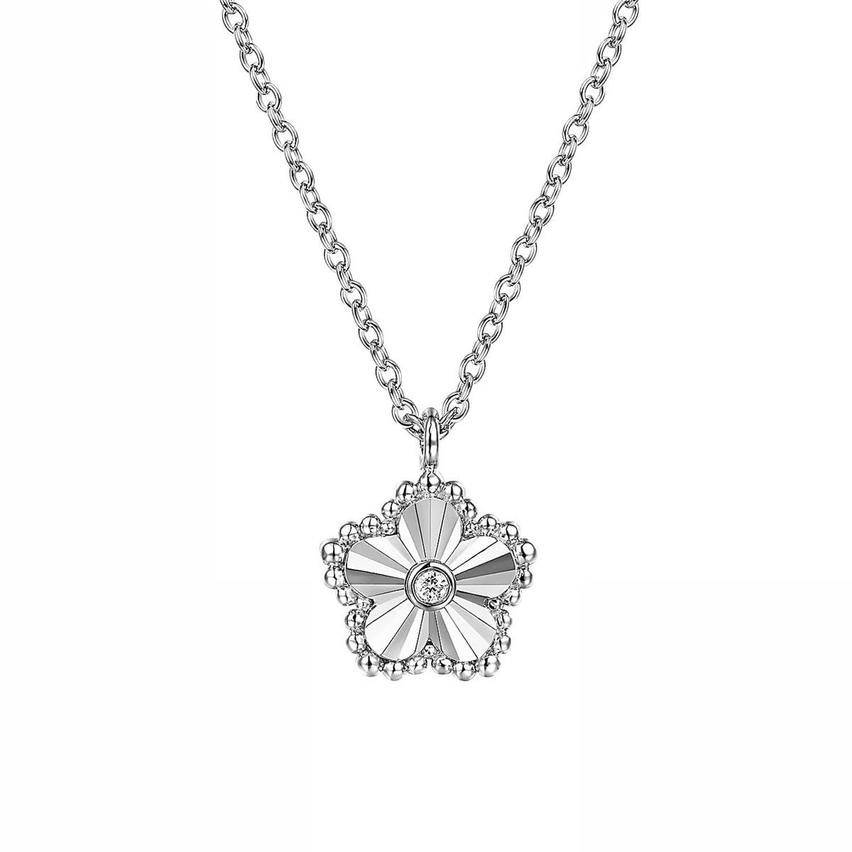 Gabriel & Co Bujukan Sterling Silver Diamond Flower Pendant Necklace