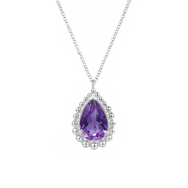Gabriel & Co Bujukan Sterling Silver Amethyst Teardrop Necklace