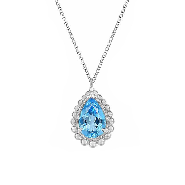 Gabriel & Co Bujukan Sterling Silver Swiss Blue Topaz Teardrop Necklace