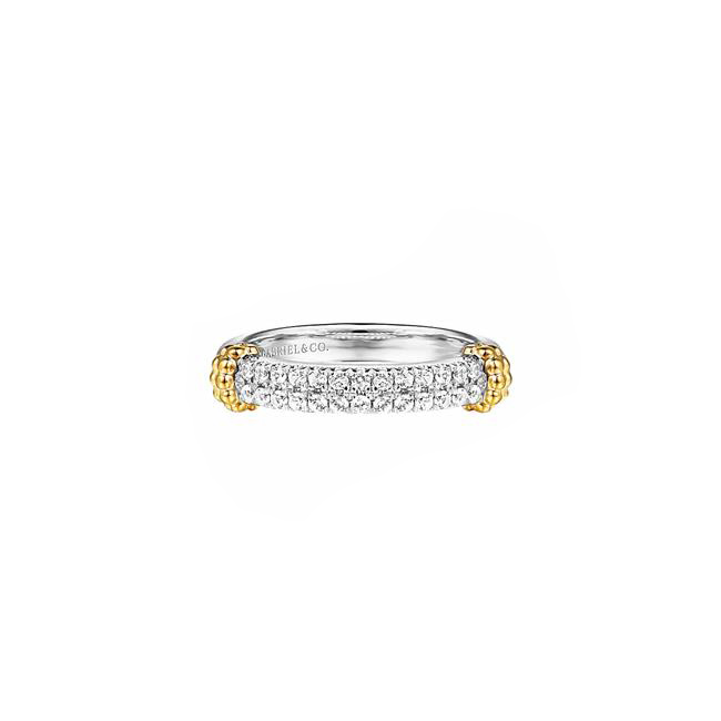 Gabriel & Co Bujukan Two Tone White Sapphire Stack Ring