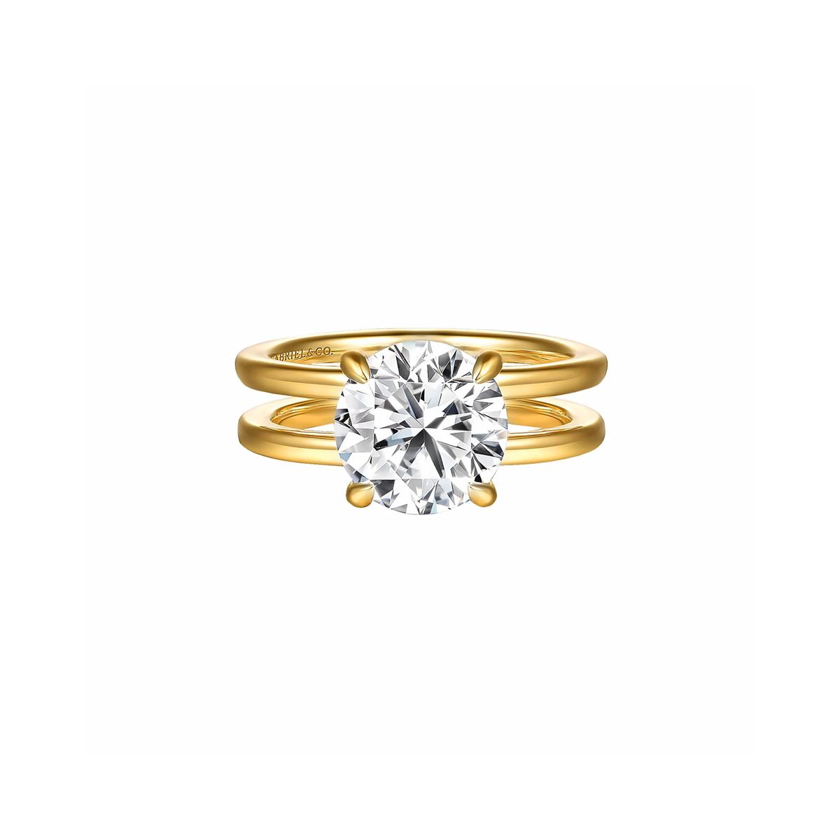 Gabriel & Co Bridal Oksana 14k Yellow Gold Diamond Double Band Engagement Ring