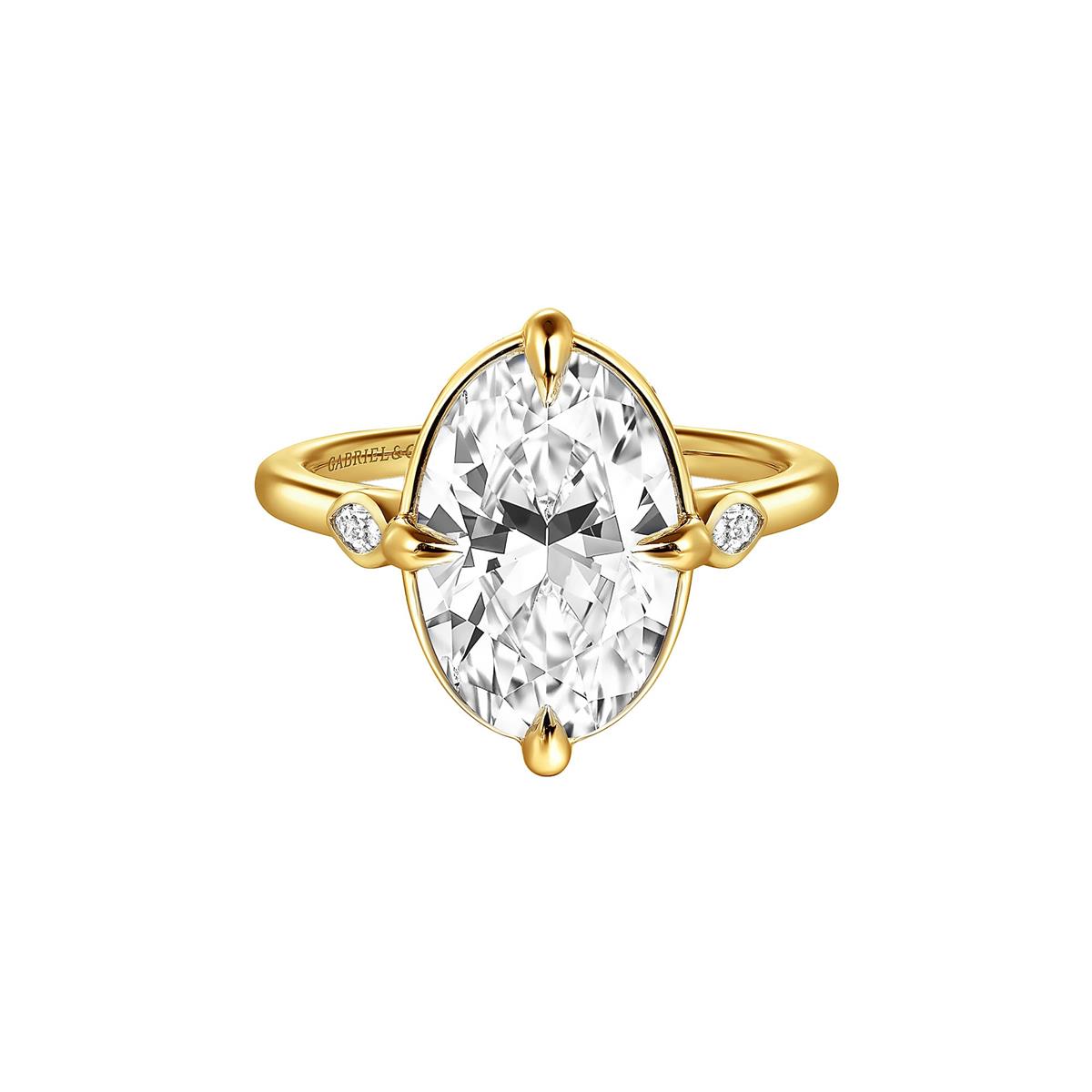 Gabriel & Co Bridal Charli 14k Yellow Gold 3 Stone Diamond Engagement Ring