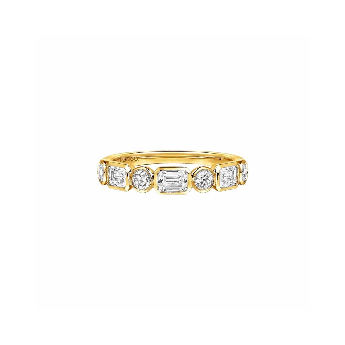 Gabriel & Co Bridal 14k Yellow Gold Mix Shaped Diamond Anniversary Band