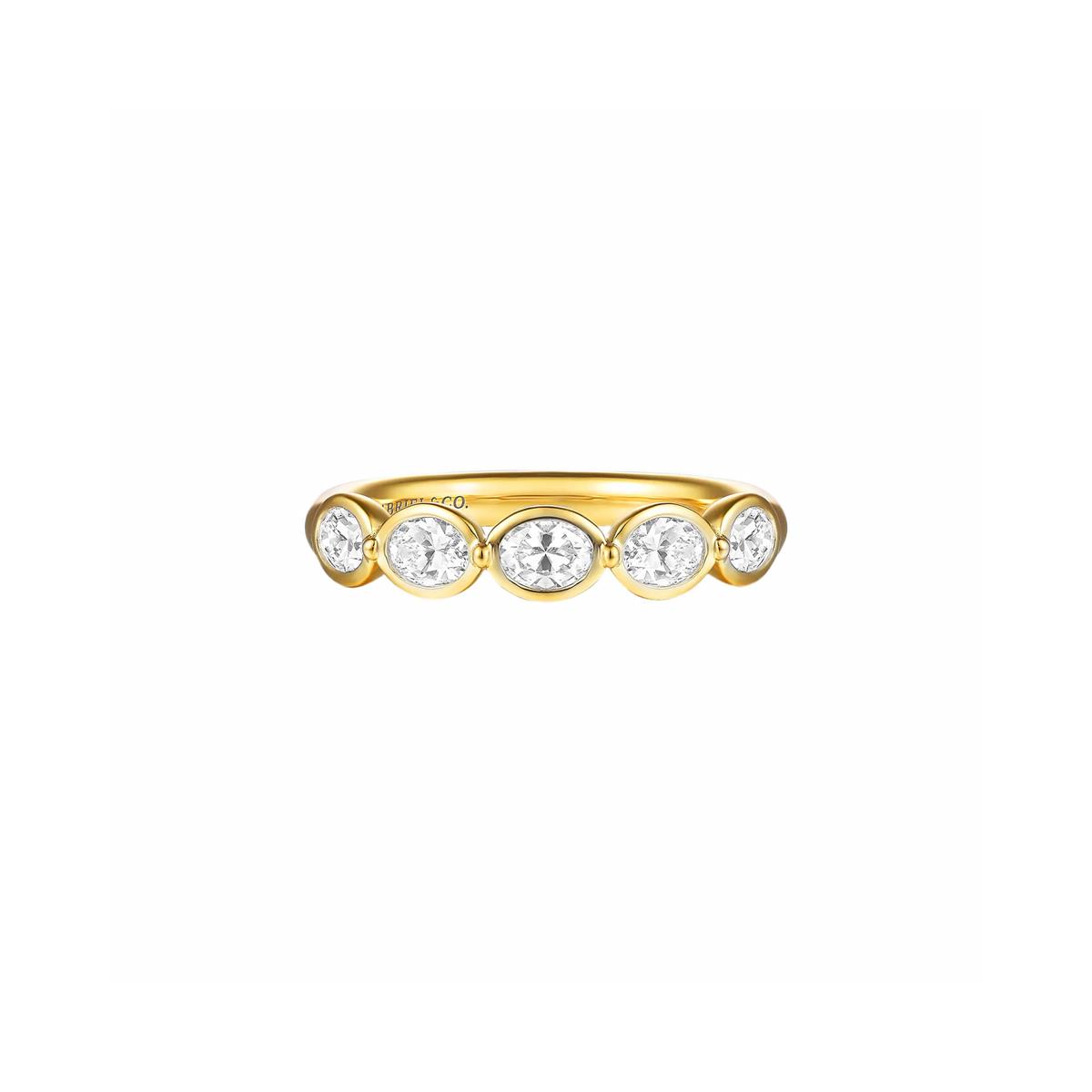 Gabriel & Co Bridal 14k Yellow Gold 5 Stone Diamond Anniversary Band