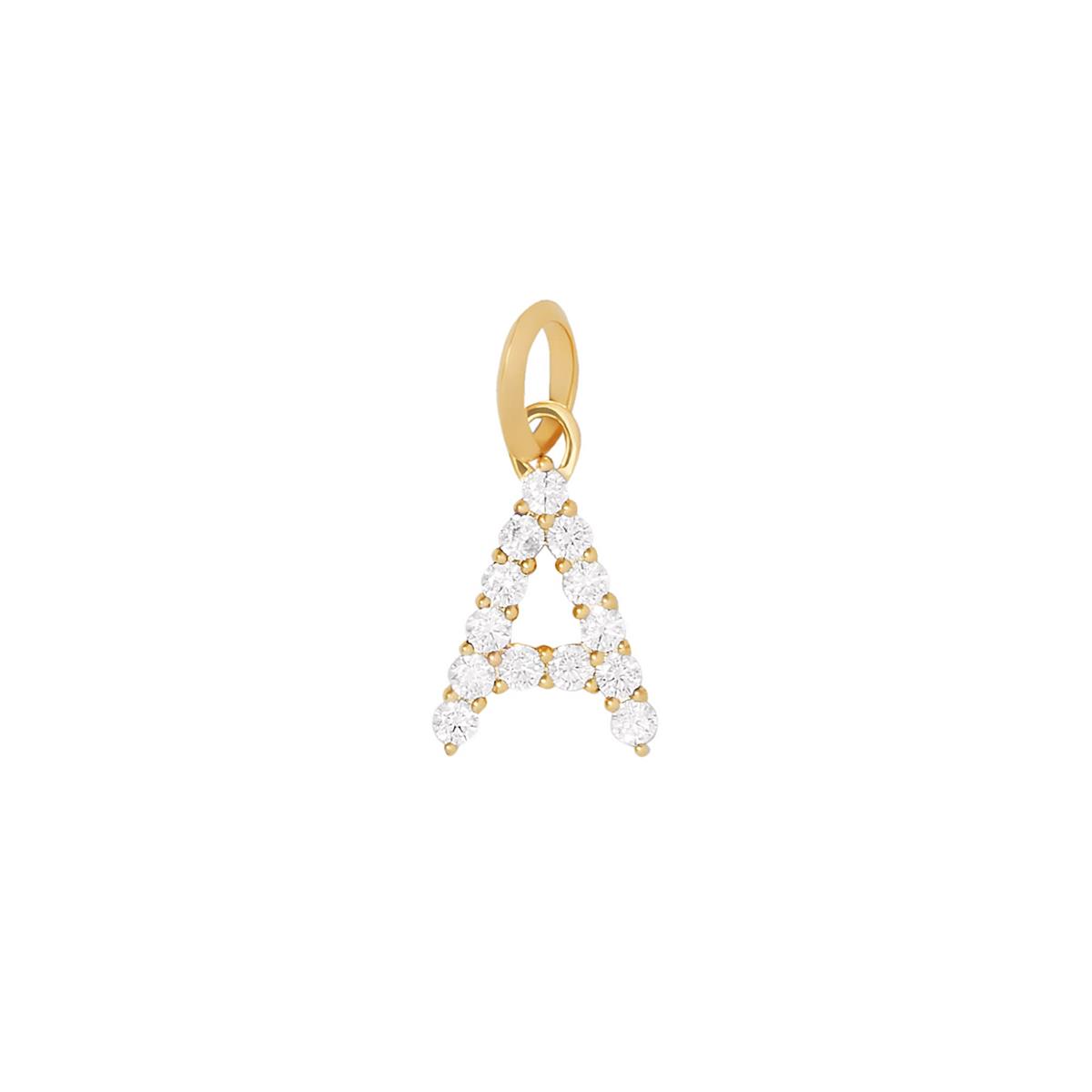 Jennifer Fisher 18k Yellow Gold Diamond Floating Minimal Block Letter "A" Charm Pendant
