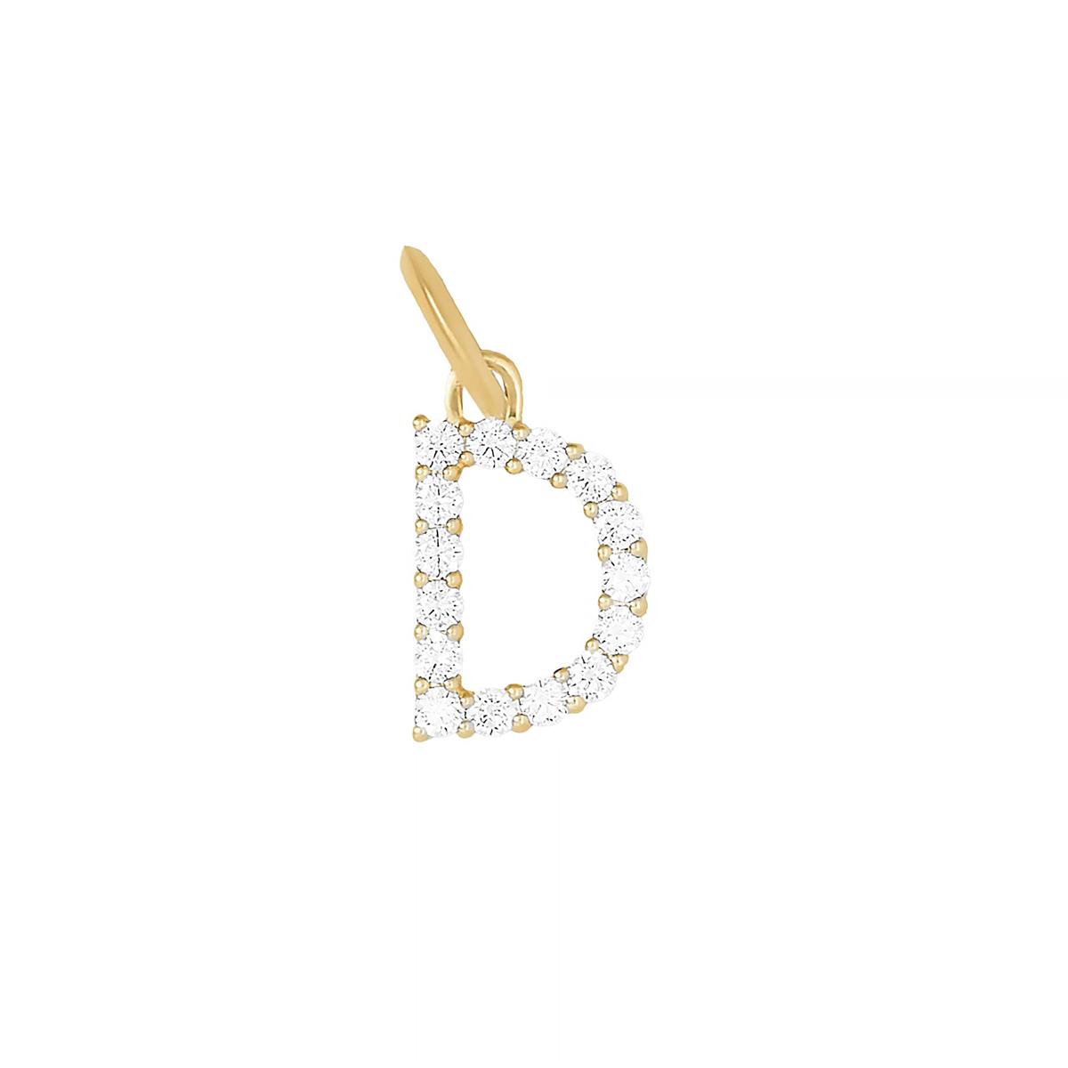 Jennifer Fisher 18k Yellow Gold Diamond Floating Minimal Block Letter "D" Charm Pendant
