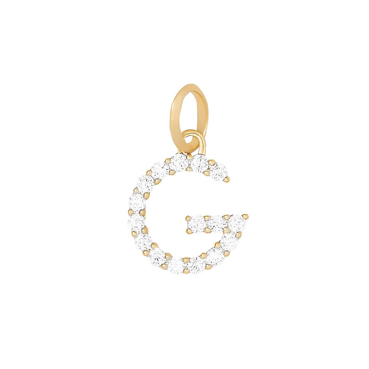 Jennifer Fisher 18k Yellow Gold Diamond Floating Minimal Block Letter "G" Charm Pendant