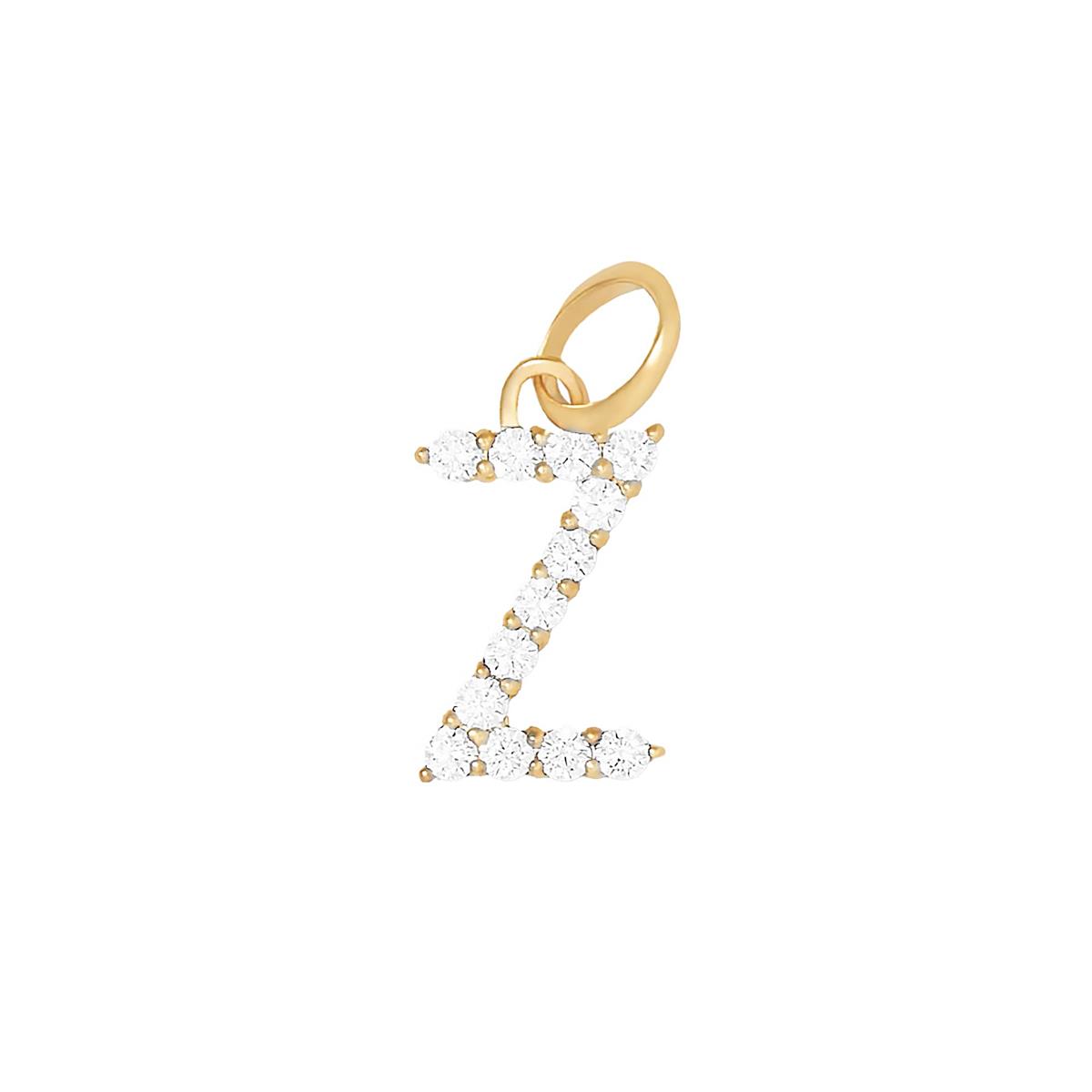 Jennifer Fisher 18k Yellow Gold Diamond Floating Minimal Block Letter "Z" Charm Pendant