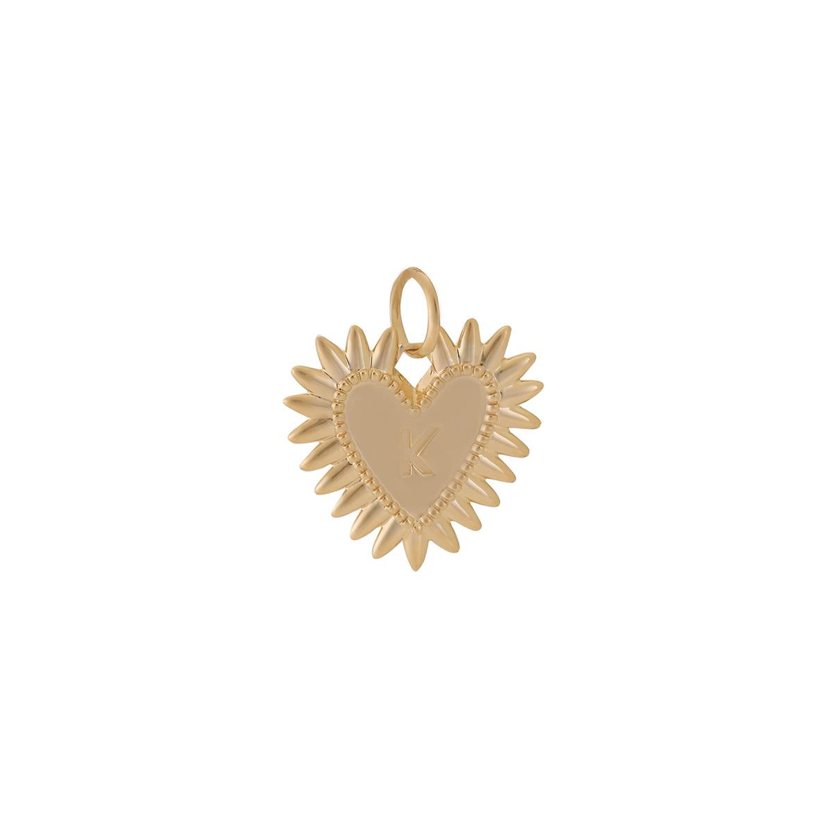 Jennifer Fisher 18k Yellow Gold Medium Fierce Heart "K" Charm Pendant