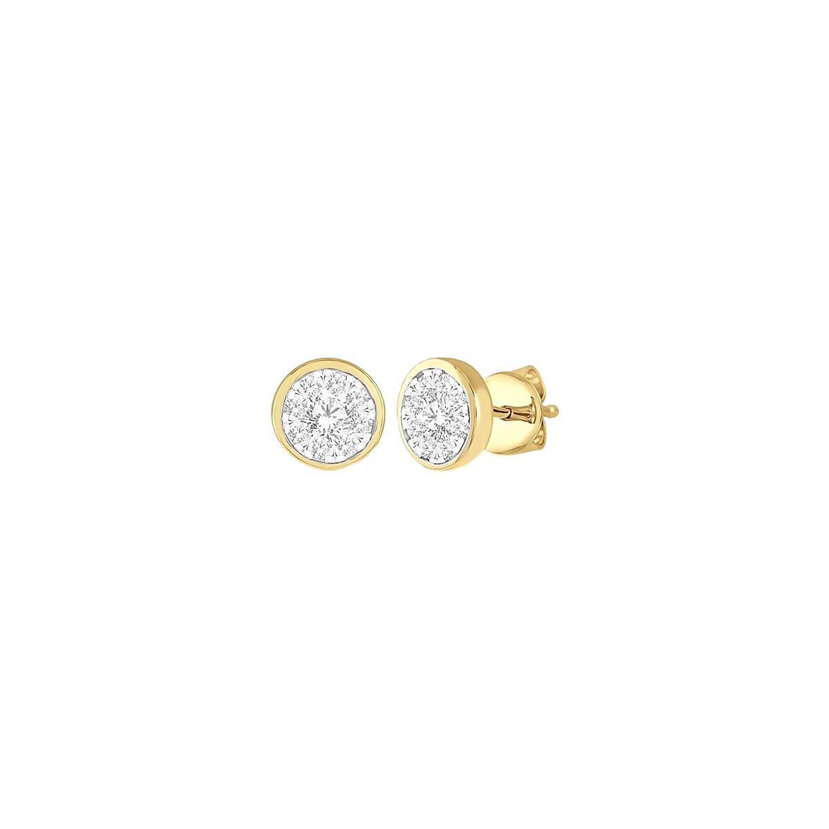 London Collection Two Tone Bezel Diamond Stud Earrings