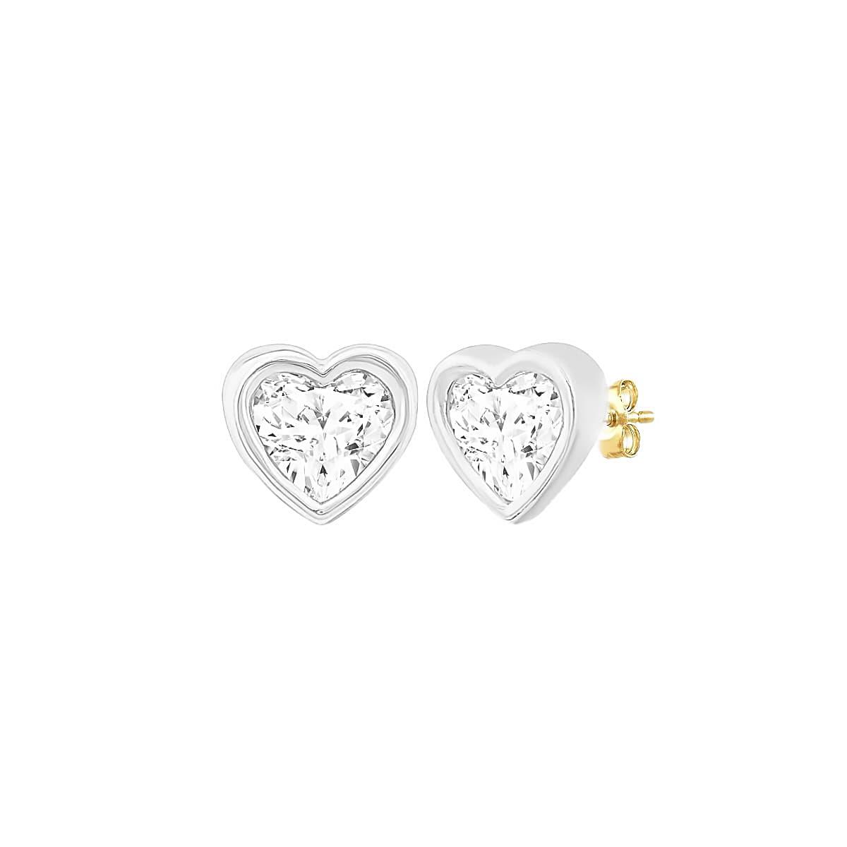 London Collection Two Tone Heart Shaped Diamond Stud Earrings
