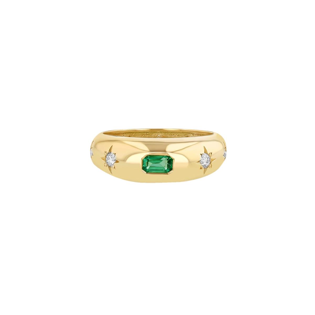 Zoe Chicco 14k Yellow Gold Emerald And Diamond Graduating Star Small Aura Band Ring