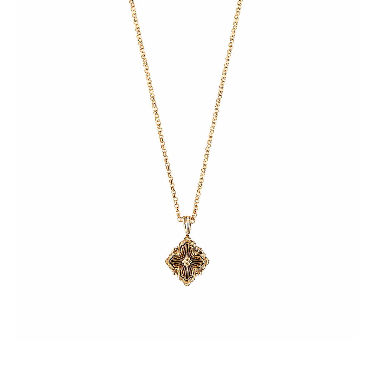 Buccellati Opera Tulle 18k Yellow Gold Black Onyx Small Motif Pendant Necklace