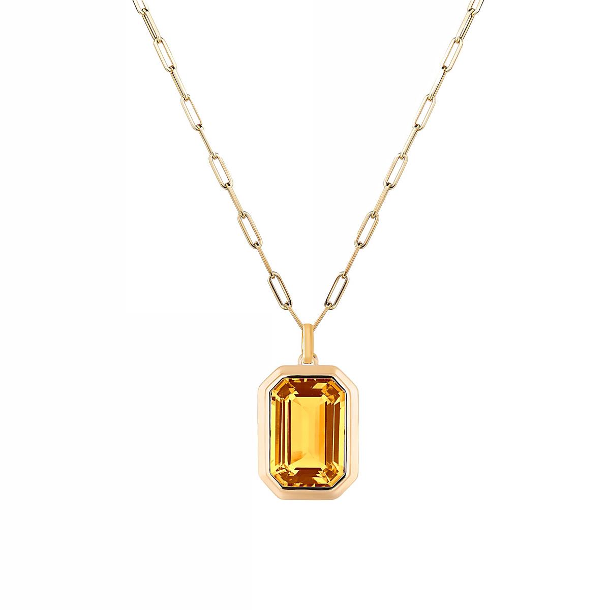 Goshwara Manhattan 18k Yellow Gold Citrine Bezel Pendant Necklace