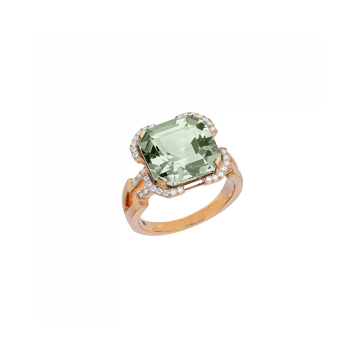 Goshwara Gossip 18k Yellow Gold Prasiolite & Diamond Gemstone Ring