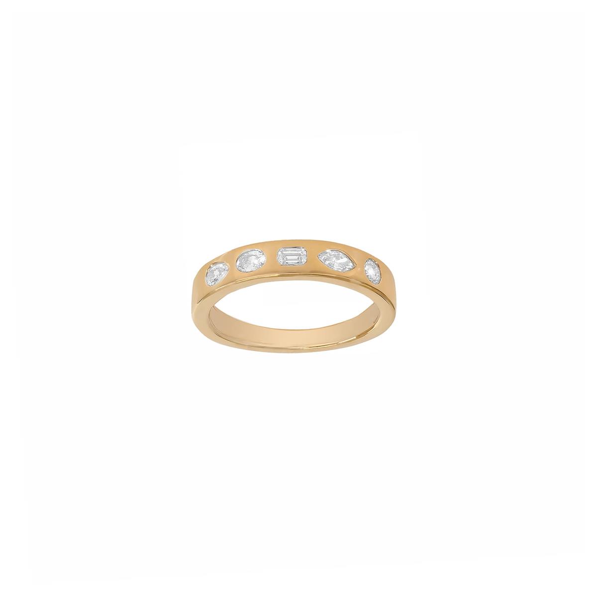 London Collection 14k Yellow Gold Multi Shaped Diamond Band