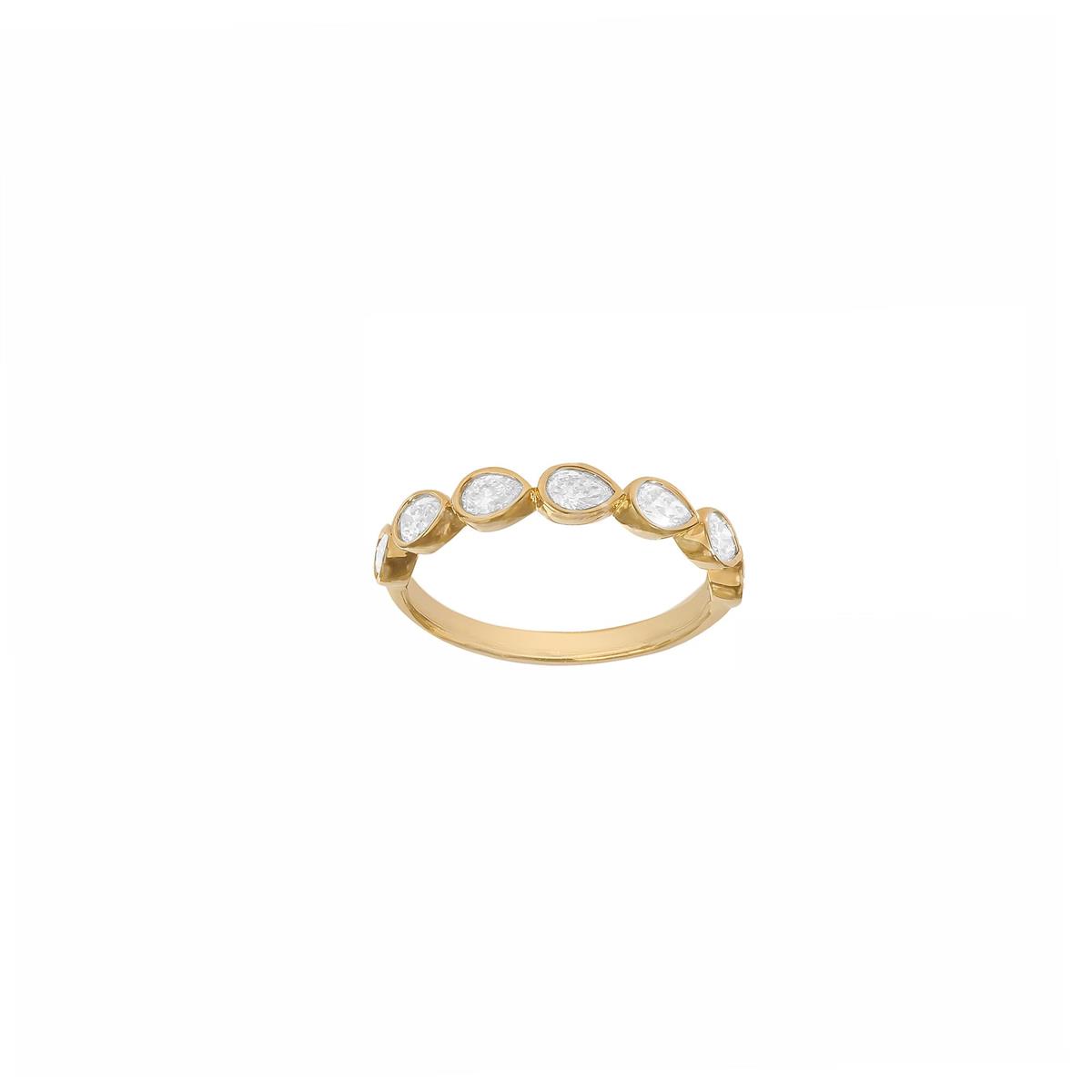 TWO by London 14k Yellow Gold East West Pear Diamond Bezel Band