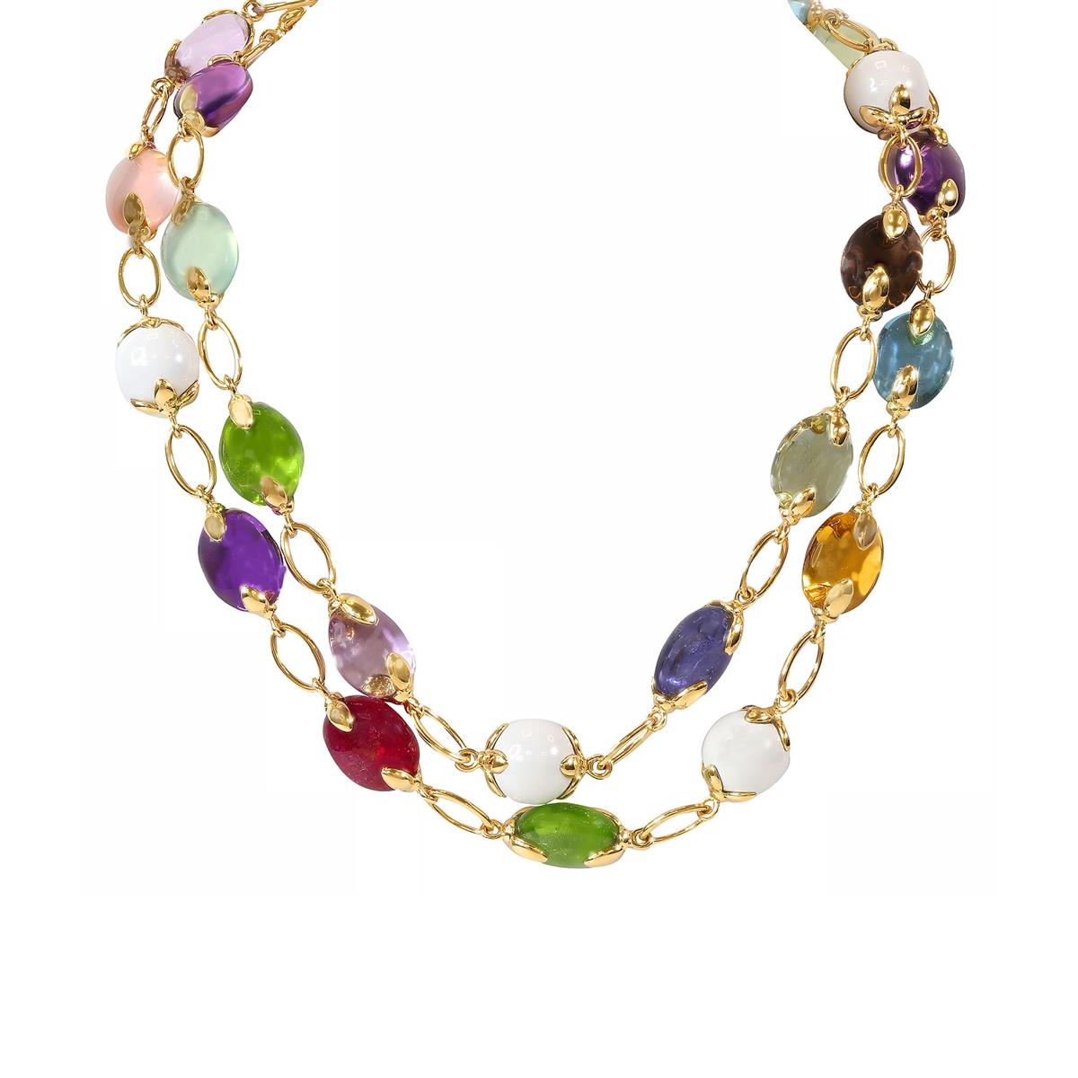 Verdura Fulco 18k Yellow Gold Mixed Stone Bead Necklace