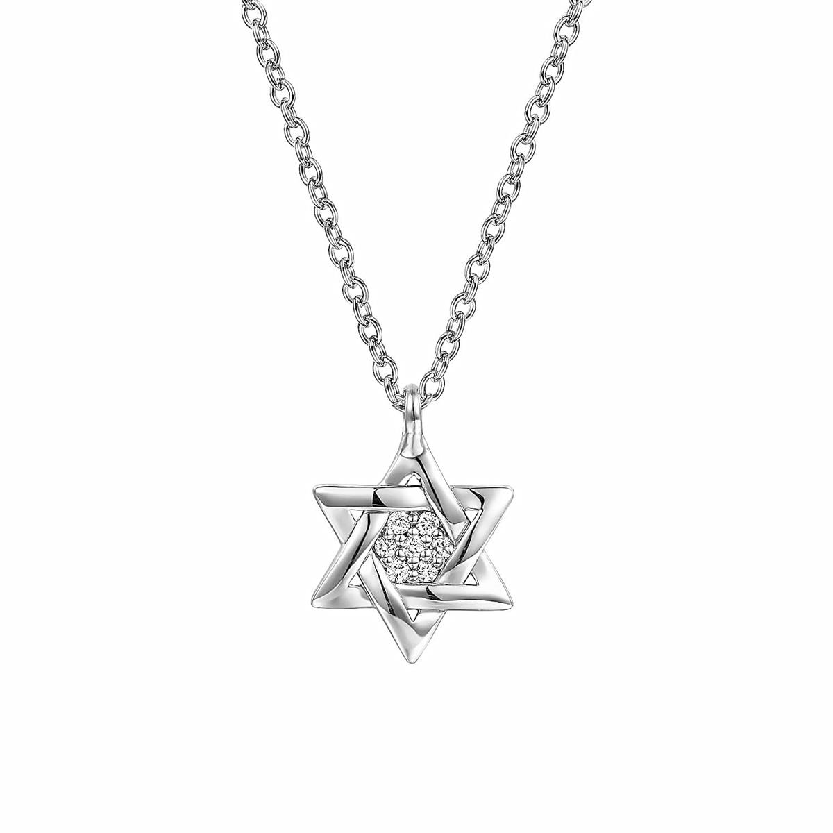 Gabriel & Co Bujukan Sterling Silver Diamond Star of David Pendant Necklace