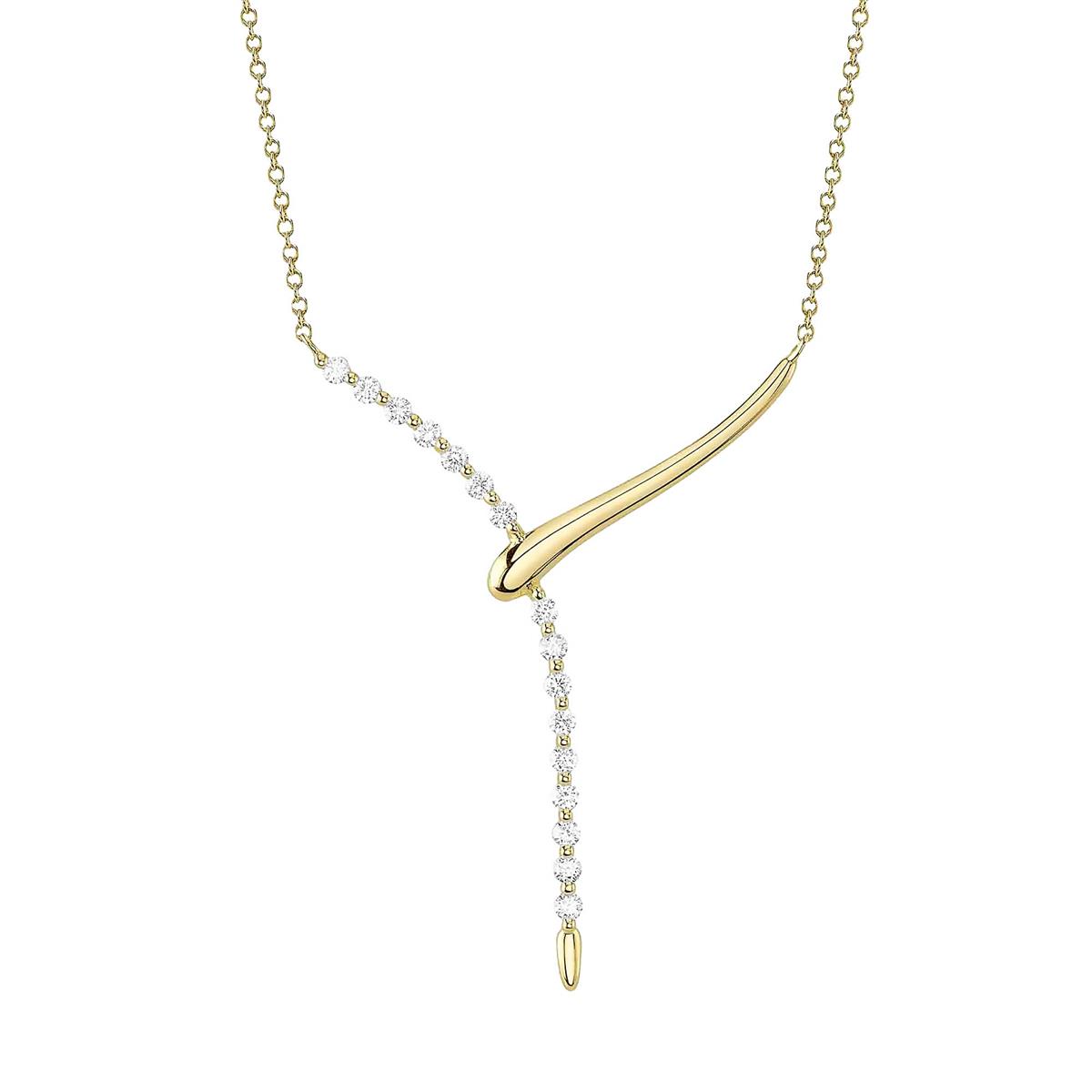 London Collection 14k Yellow Gold Diamond Lariat Necklace
