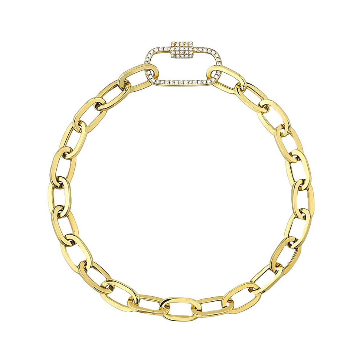 London Collection 14k Yellow Gold Diamond Paperclip Chain Bracelet