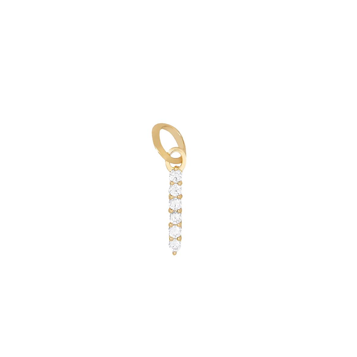 Jennifer Fisher 18k Yellow Gold Diamond Floating Minimal Block Letter "I" Charm Pendant