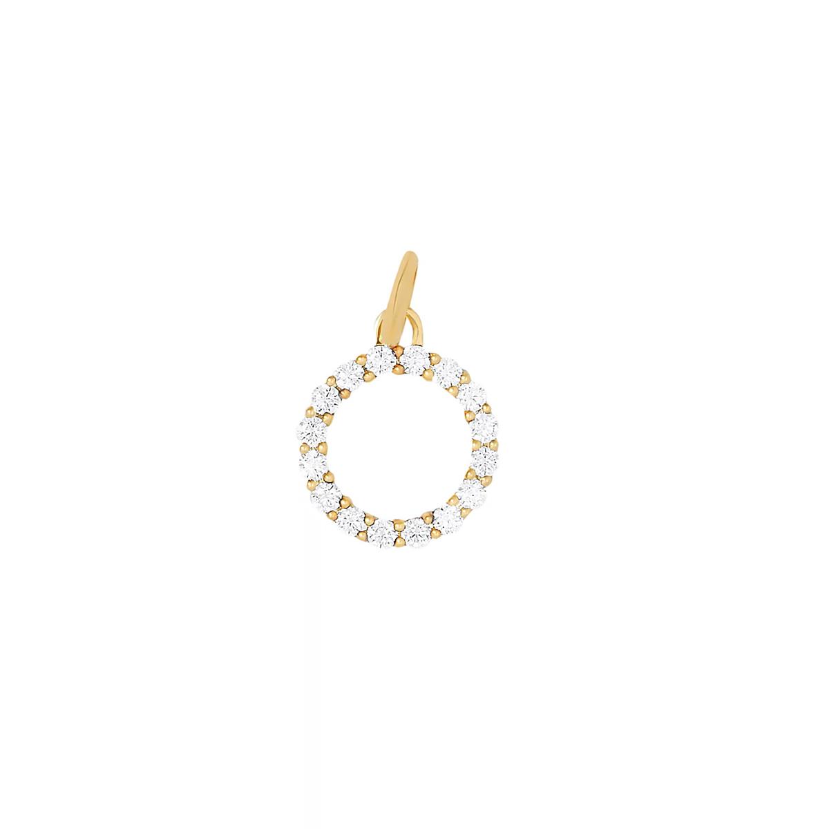 Jennifer Fisher 18k Yellow Gold Diamond Floating Minimal Block Letter "O" Charm Pendant