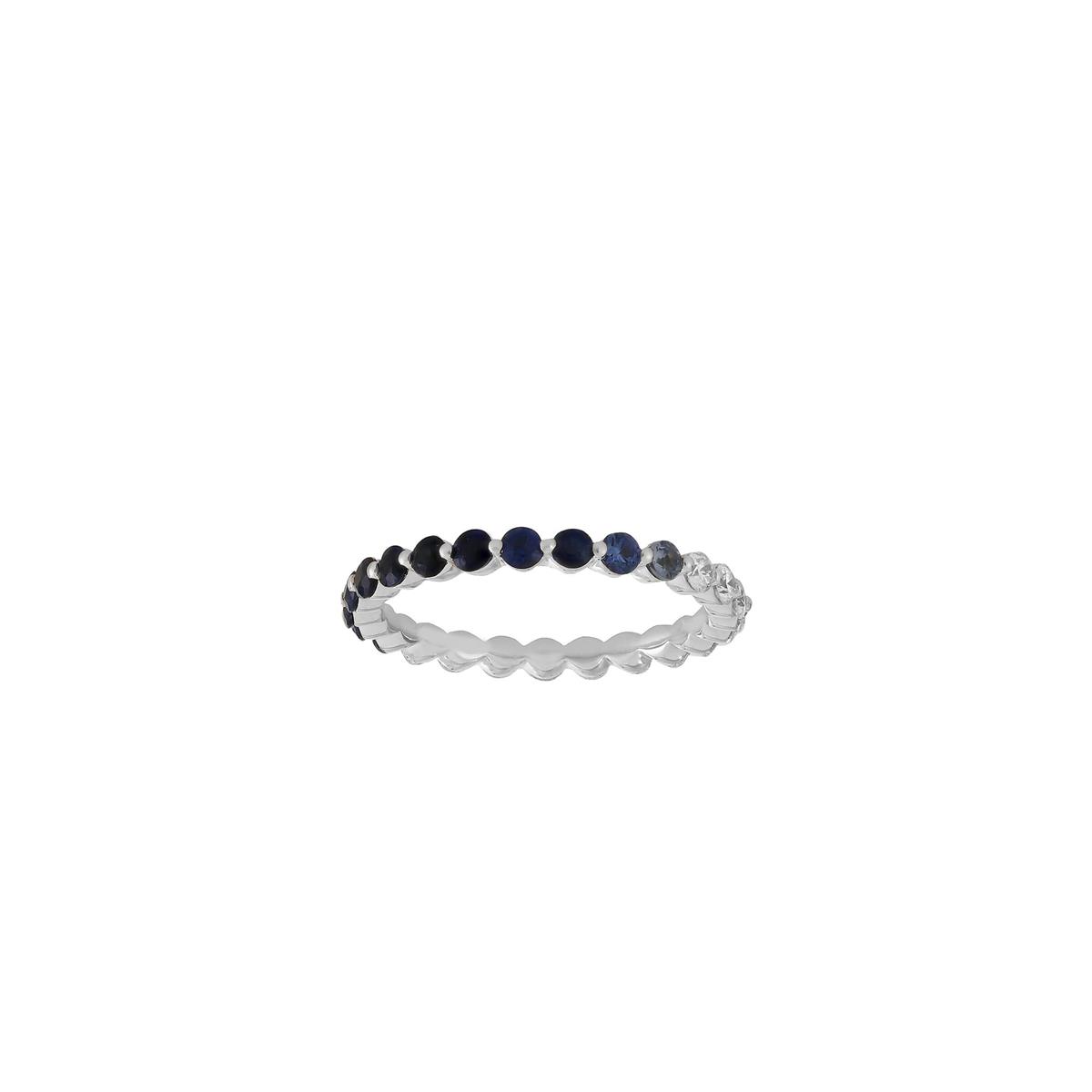 Henri Daussi 14k White Gold Diamond & Blue Sapphire Ombre Eternity Band