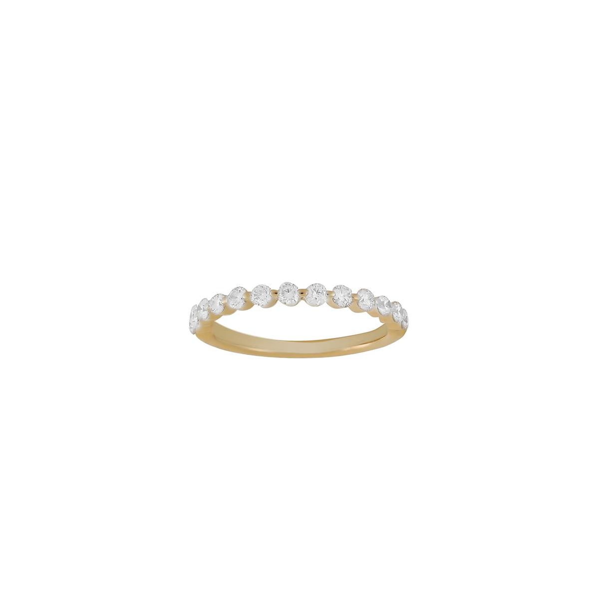 Henri Daussi 14k Yellow Gold Shared Prong Diamond Halfway Band