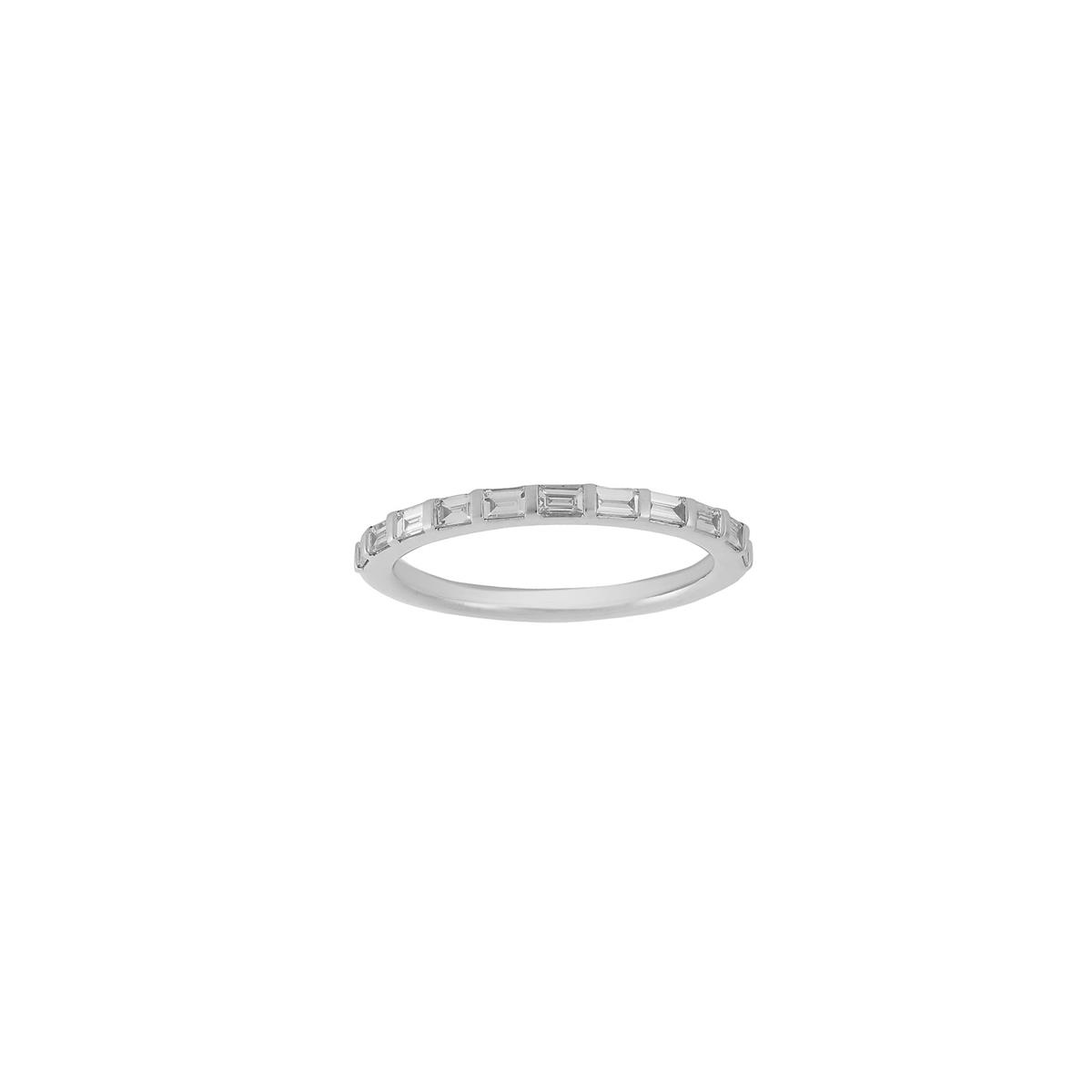 Henri Daussi 14k White Gold Baguette Diamond East West Wedding Band