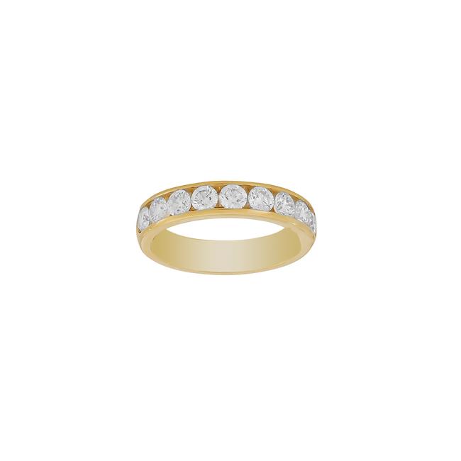 London Collection 18k Yellow Gold 9 Diamond Half Way Channel Set Band 4.25mm