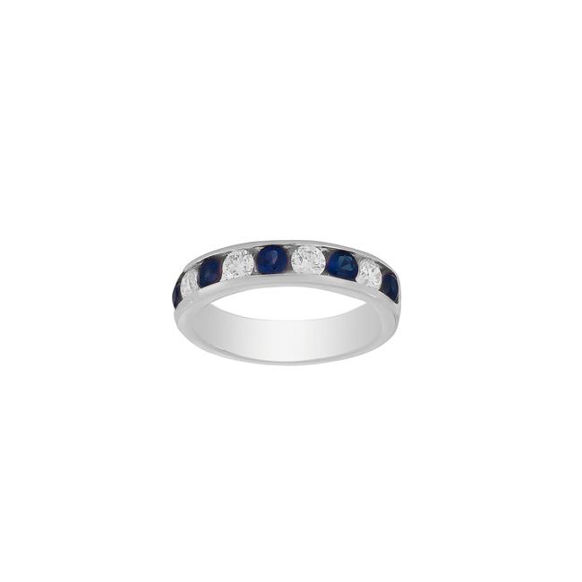 London Collection Platinum Diamond and Gemstone Half Way Channel Set Band 4.25mm